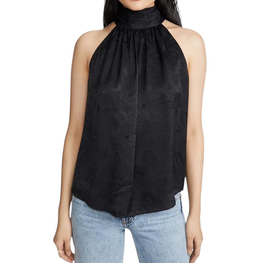 JOIE Women’s Erola Caviar Black Halter Blouse Lightweight